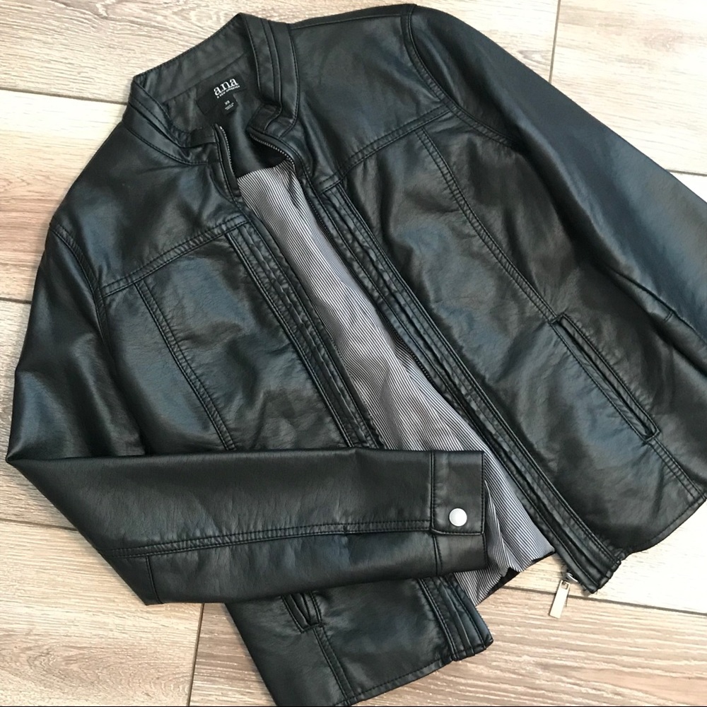 a.n.a black faux leather jacket